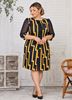 Picture of SOPHISTICATED DRESS WITH BEADED NECKLINE IN GEOMETRIC PRINT